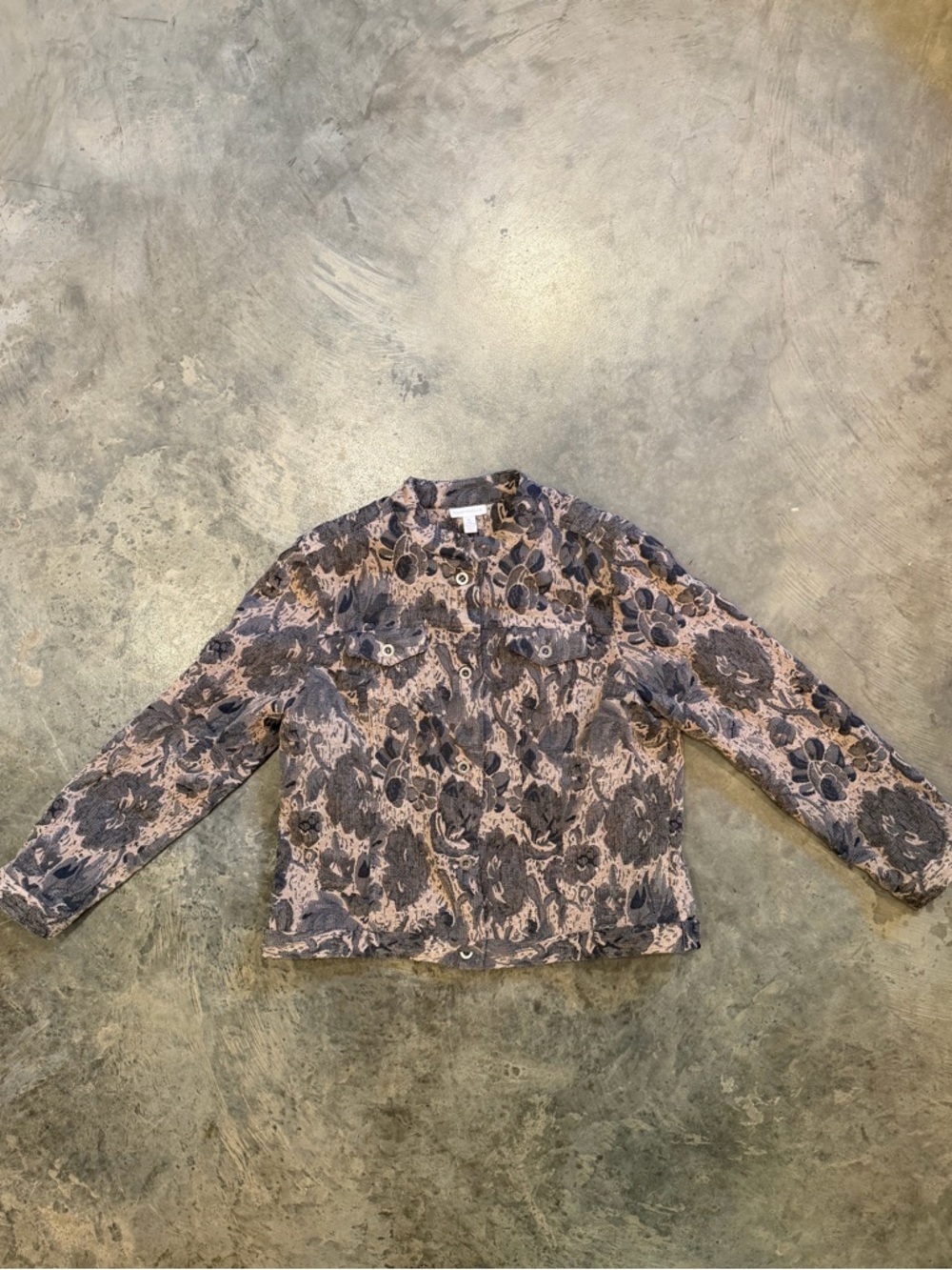 Gray Floral Jacquard Boxy Jacket - Picture 3 of 6